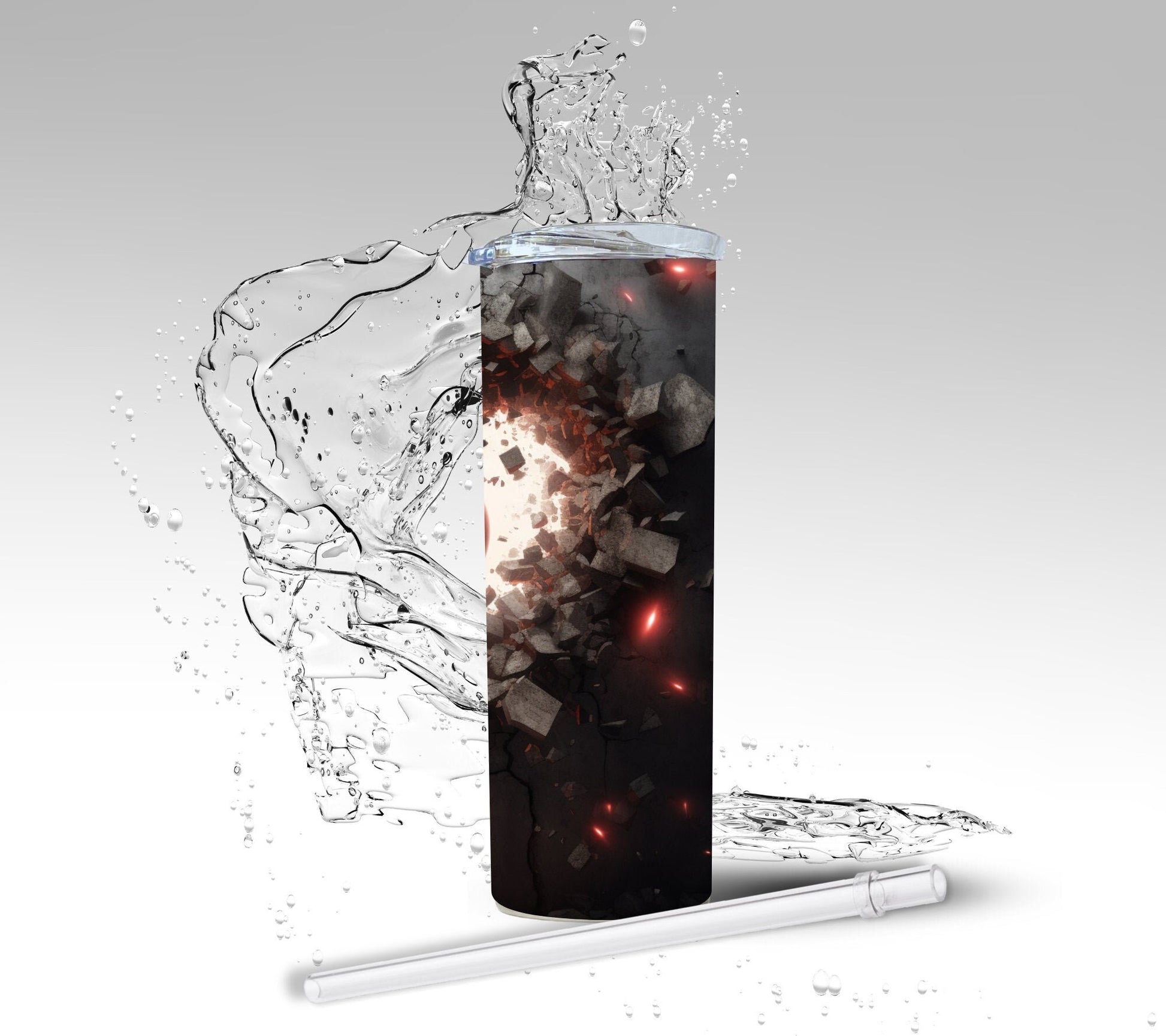 Cracked Wall Valentines Day Heart, Sublimated 20 oz Skinny Tumbler