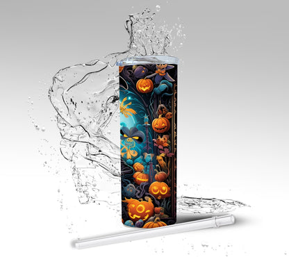 Halloween Tumbler: Witchy Pumpkin Patch, Sublimated 20 oz Skinny Tumbler