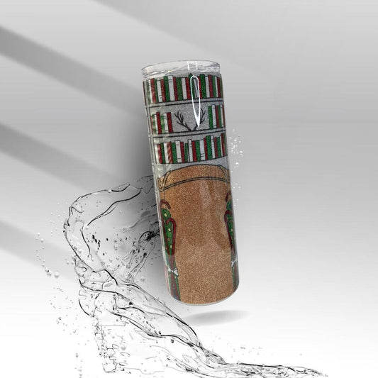 Christmas Library, Glittered Epoxy Insulated Tumbler