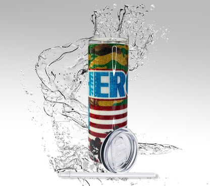 Military Heros, Glitter Epoxy 20 oz Skinny Tumbler