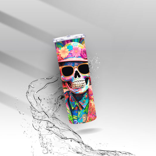 60&#39;s Flower Child Skeleton, Sublimation Insulated Tumbler