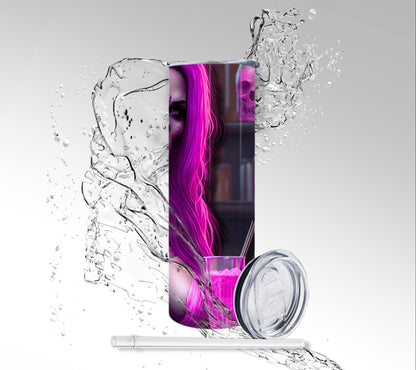 Female Bartender Skeleton, Sublimated 20 oz Skinny Tumbler