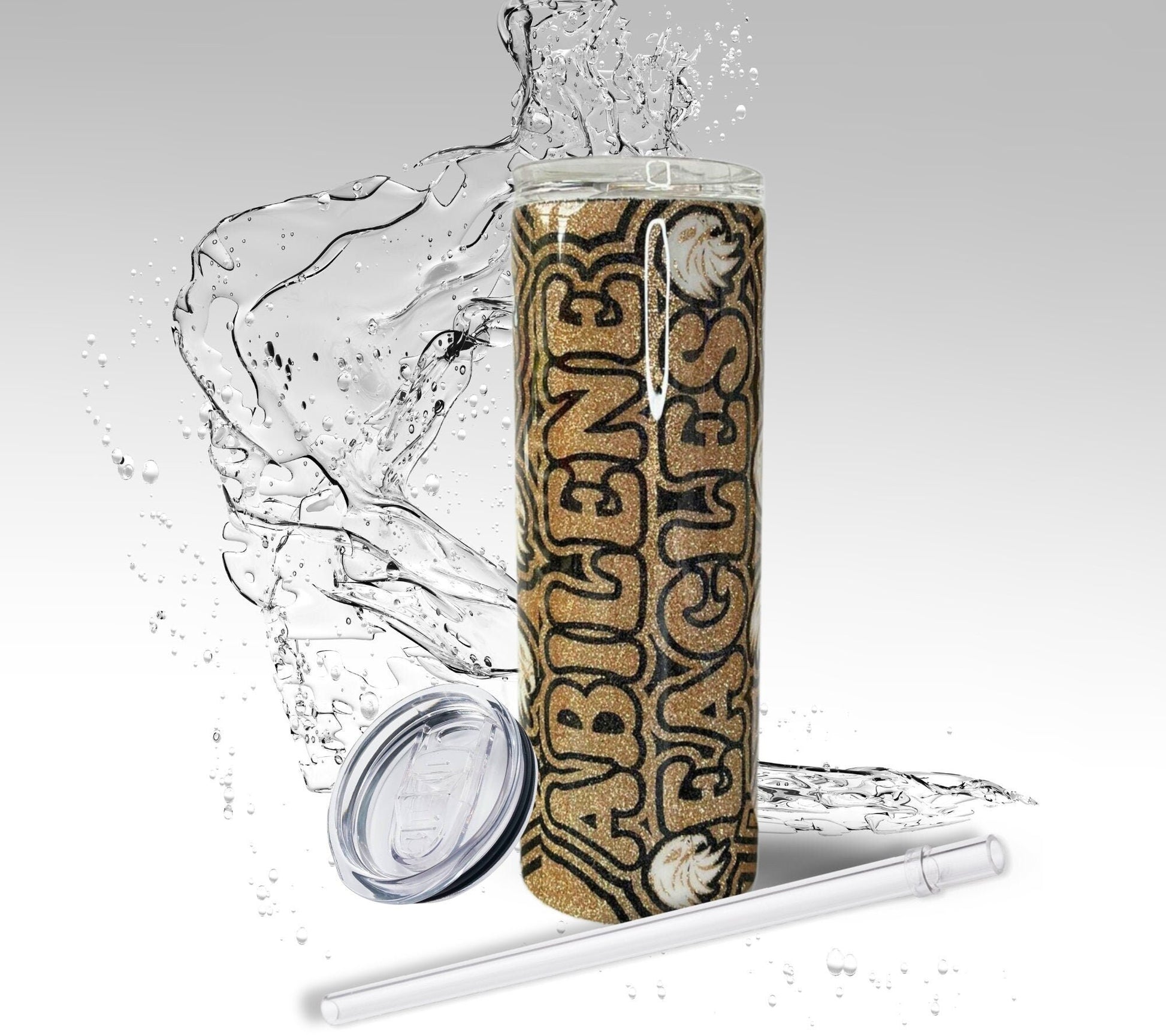 Customize Your High School, Glitter Epoxy 20 oz Skinny Tumbler