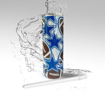 Custom Cowboys, Glitter Epoxy 20 oz Skinny Tumbler
