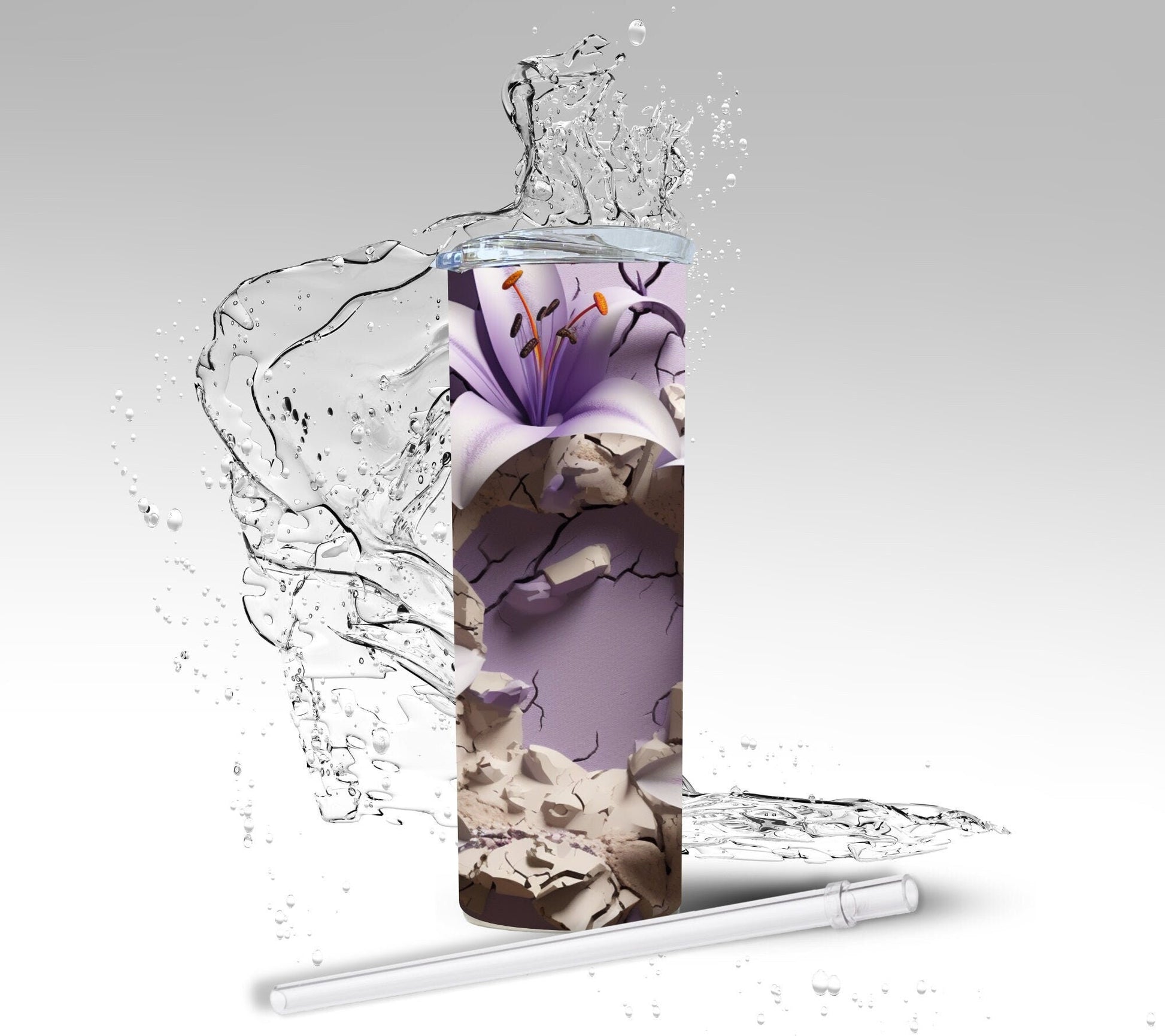 Lavender Lilies, Sublimated 20 oz Skinny Tumbler