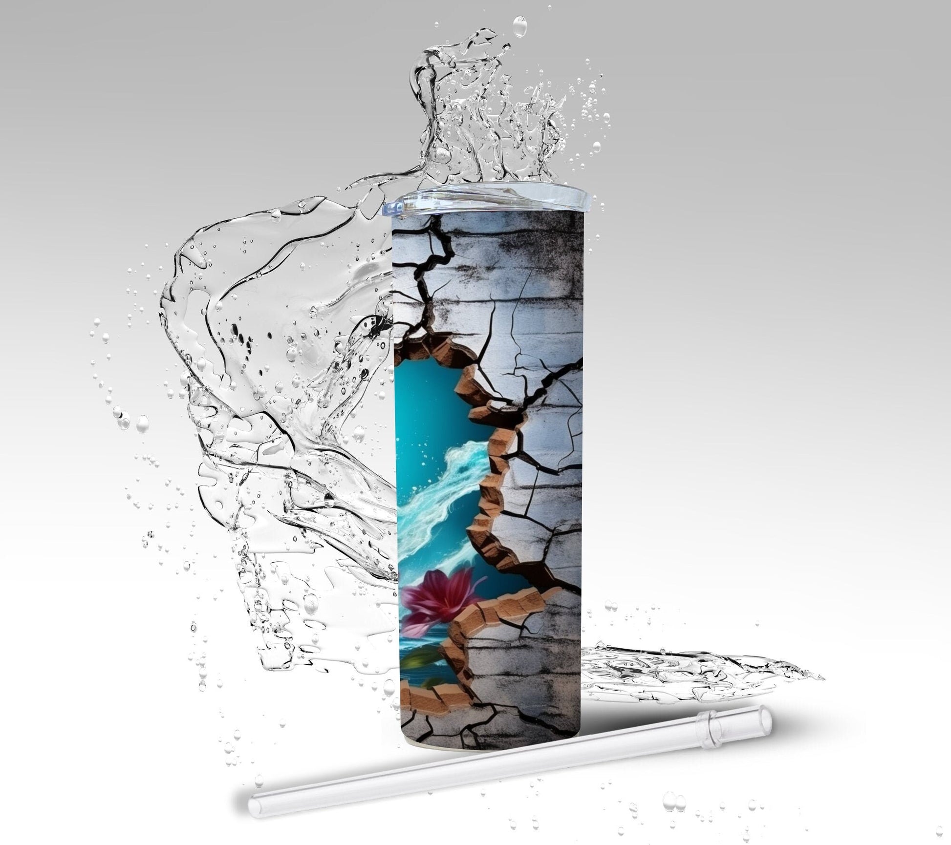 Red Hibiscus, Sublimated 20 oz Skinny Tumbler