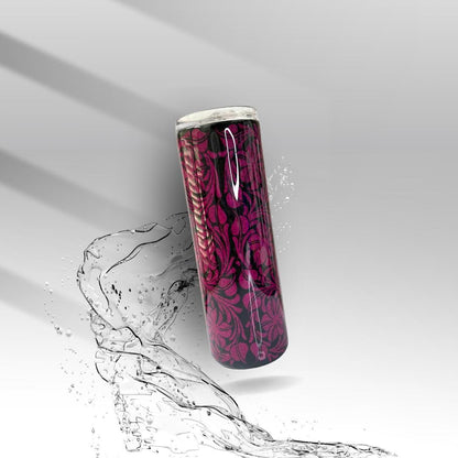 Pink & Black Paisley Flower, Epoxy Insulated Tumbler