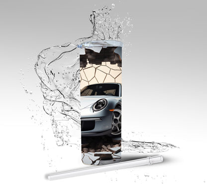 Cracked Wall Sports Car, Sublimated 20 oz Skinny Tumbler