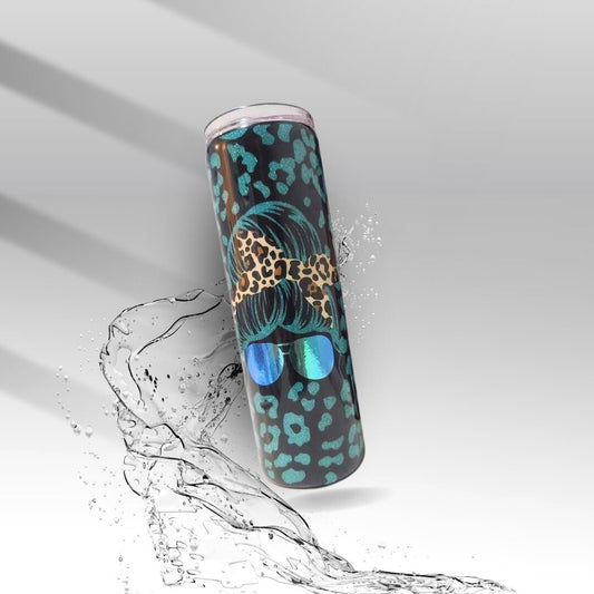 Leopard Mom Bun, Epoxy Insulated Tumbler