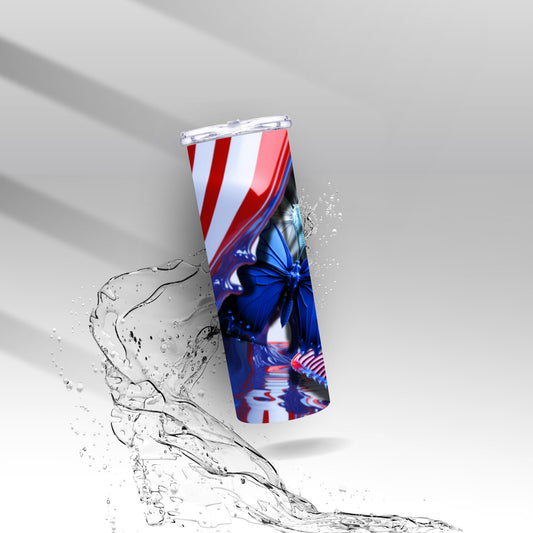 Patriotic Paint Butterflies, Sublimation Insulated Tumbler