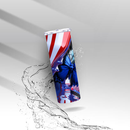 Patriotic Paint Butterflies, Sublimation Insulated Tumbler