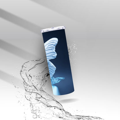 White & Blue Butterfly, Sublimation Insulated Tumbler