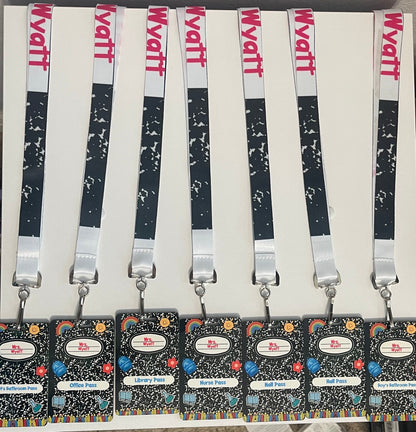 Personalized Teacher Hall Pass Set | Laser Engraved School Passes | Cute Classroom Lanyard Passes | Durable Acrylic MDF | Teacher Must Have