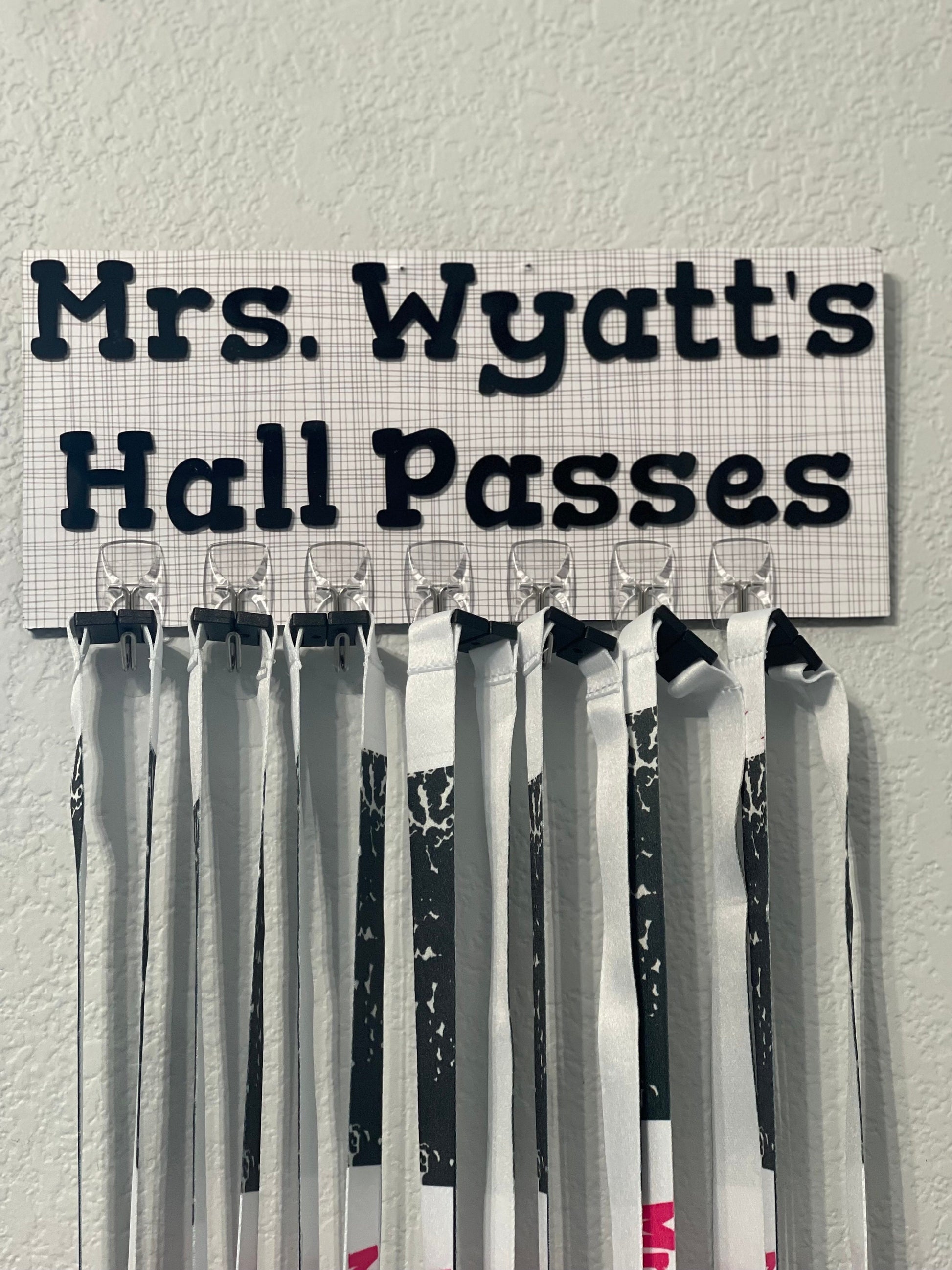 Personalized Teacher Hall Pass Set | Laser Engraved School Passes | Cute Classroom Lanyard Passes | Durable Acrylic MDF | Teacher Must Have