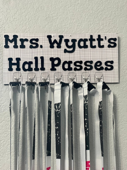 Personalized Teacher Hall Pass Set | Laser Engraved School Passes | Cute Classroom Lanyard Passes | Durable Acrylic MDF | Teacher Must Have