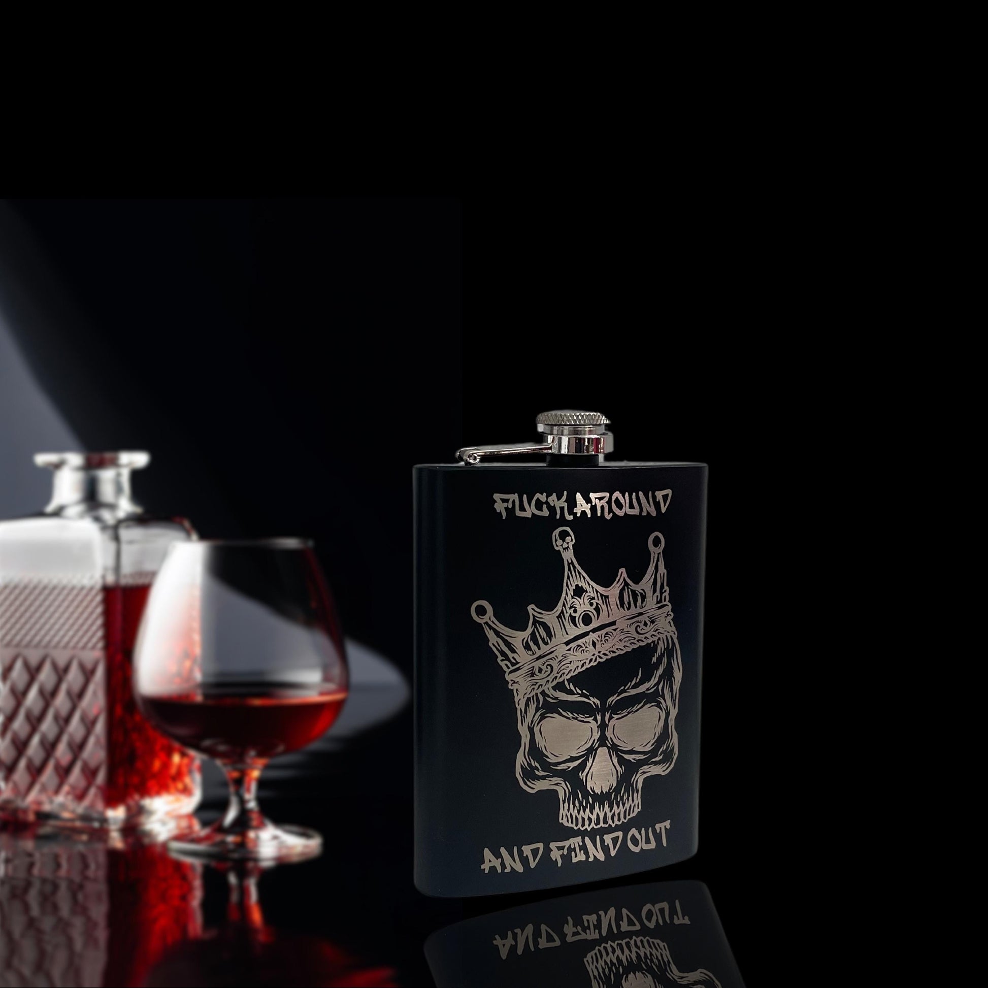FAFO Flask, Laser Engraved, Skull
