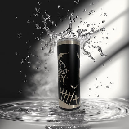 Just A Little Batty – Laser Engraved Halloween Tumbler | Spooky Cute Cup | Keeps Drinks Hot or Cold | Gothic Gift Idea