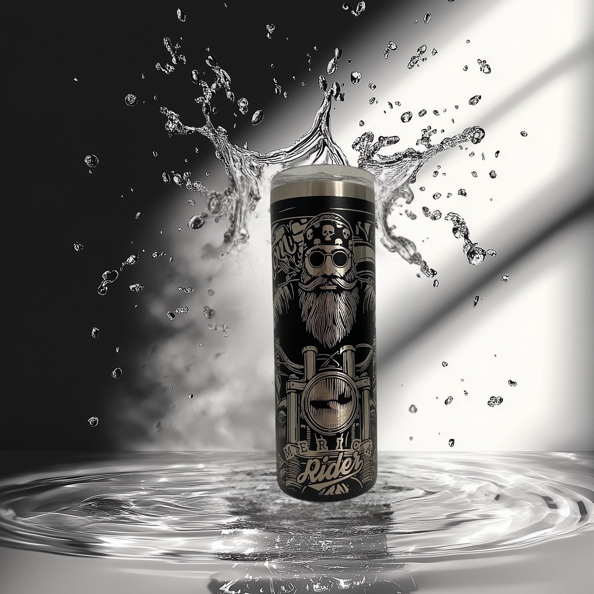 Laser Engraved Motorcycle Tumbler