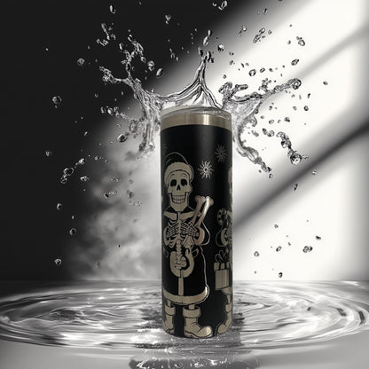 Laser Engraved Christmas Skull Tumbler