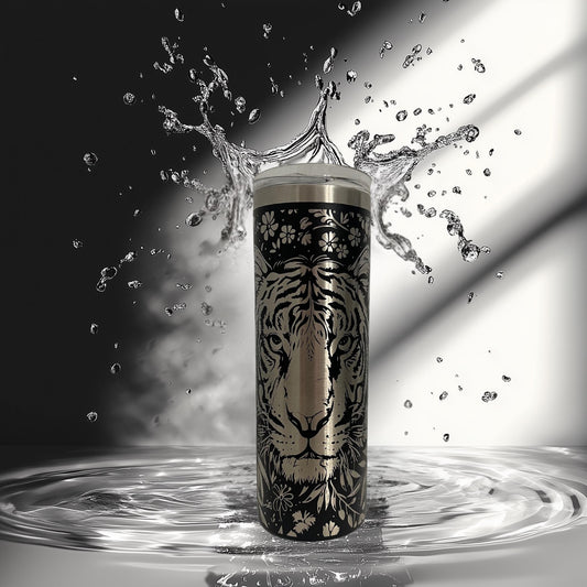 Laser Engraved Tiger Tumbler