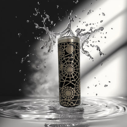 Laser Engraved Black Widow Spiderweb