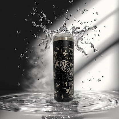 Be The Change Tumbler | Butterfly Laser Engraved 20oz | Inspirational Gift | Hot Cold Drinkware | Veteran Made