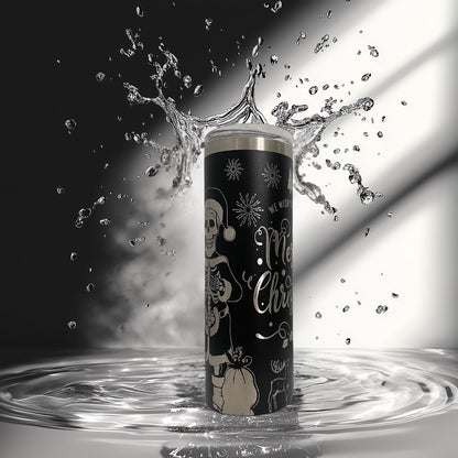 Laser Engraved Christmas Skull Tumbler