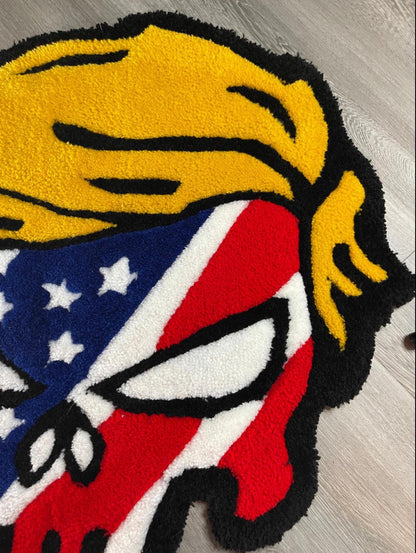 Trump Punisher Tufted Rug | Bold Patriotic Decor | Handmade Rug | Political Man Cave Art | Veteran Made | USA Flag Tufted Carpet