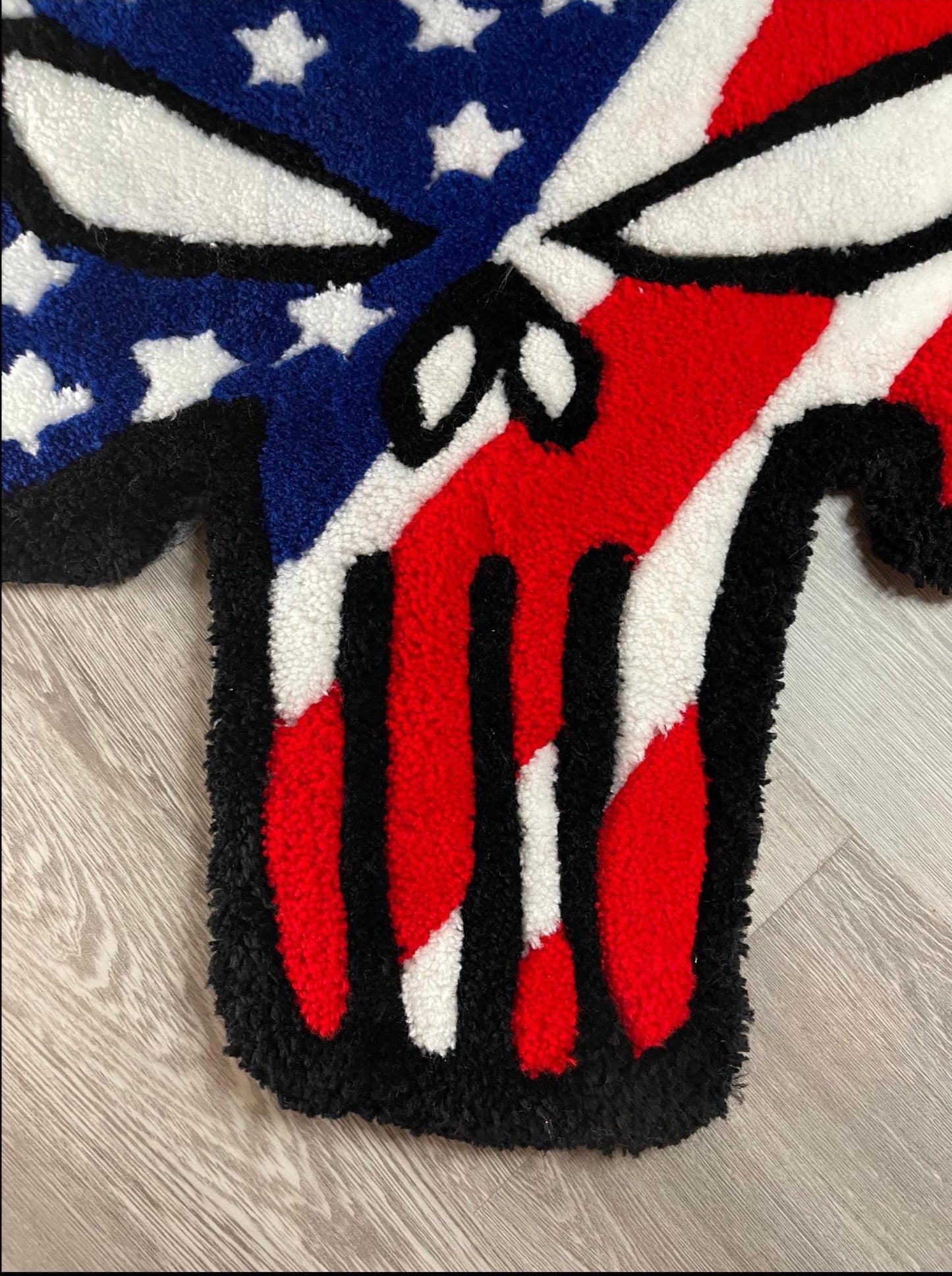 Trump Punisher Tufted Rug | Bold Patriotic Decor | Handmade Rug | Political Man Cave Art | Veteran Made | USA Flag Tufted Carpet