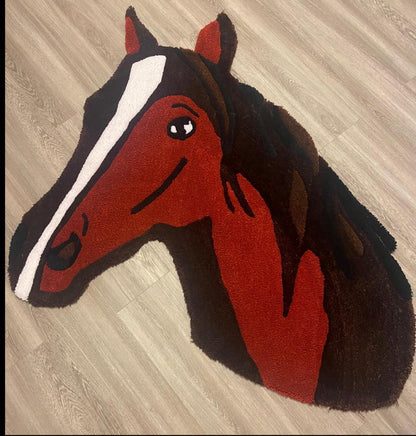 Horse Tufted Rug | Handmade Western Decor | Horse Lover Gift | Barn Style Accent | Country Home Rug | Farm Animal Carpet | Texas Made