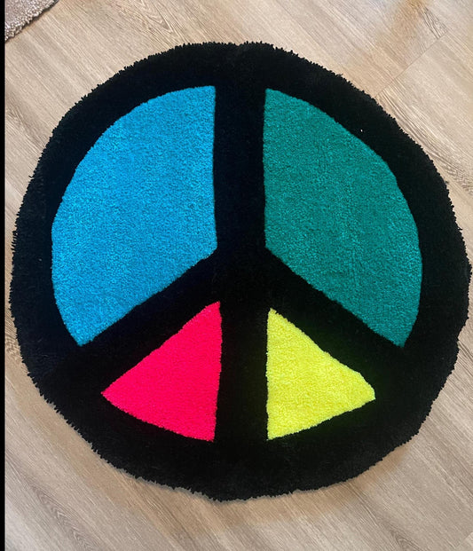 Peace Out Tufted Rug – Bright Colors, Bold Message, Big Vibes