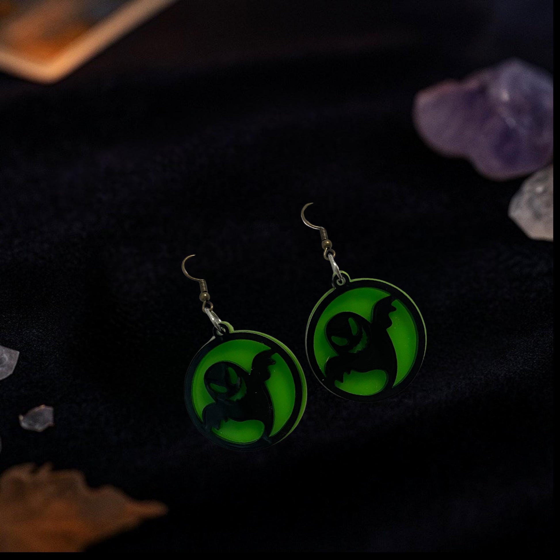 Glow Green Ghost Earrings | Handmade Acrylic Halloween Jewelry