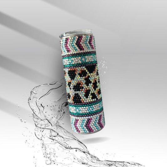 Rhinestone Tumbler: Cow Print, 20 oz Rhinestone Bling Skinny Tumbler