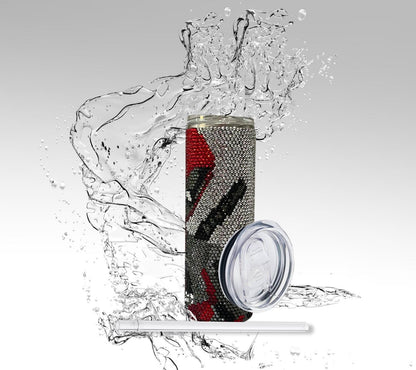Deadpool Rhinestone Tumbler | 20oz Bling Marvel Cup | Sparkly Red Black Stainless Mug | Superhero Fan Gift | Handmade Crystal Drinkware