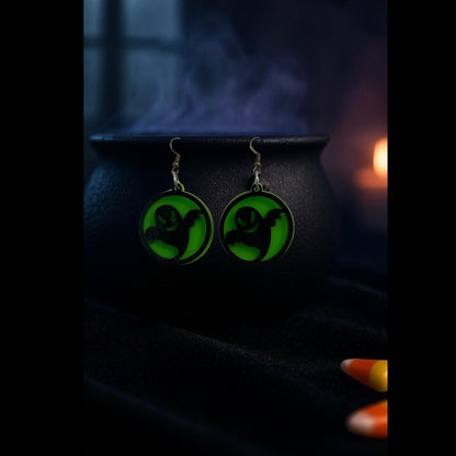Glow Green Ghost Earrings | Handmade Acrylic Halloween Jewelry