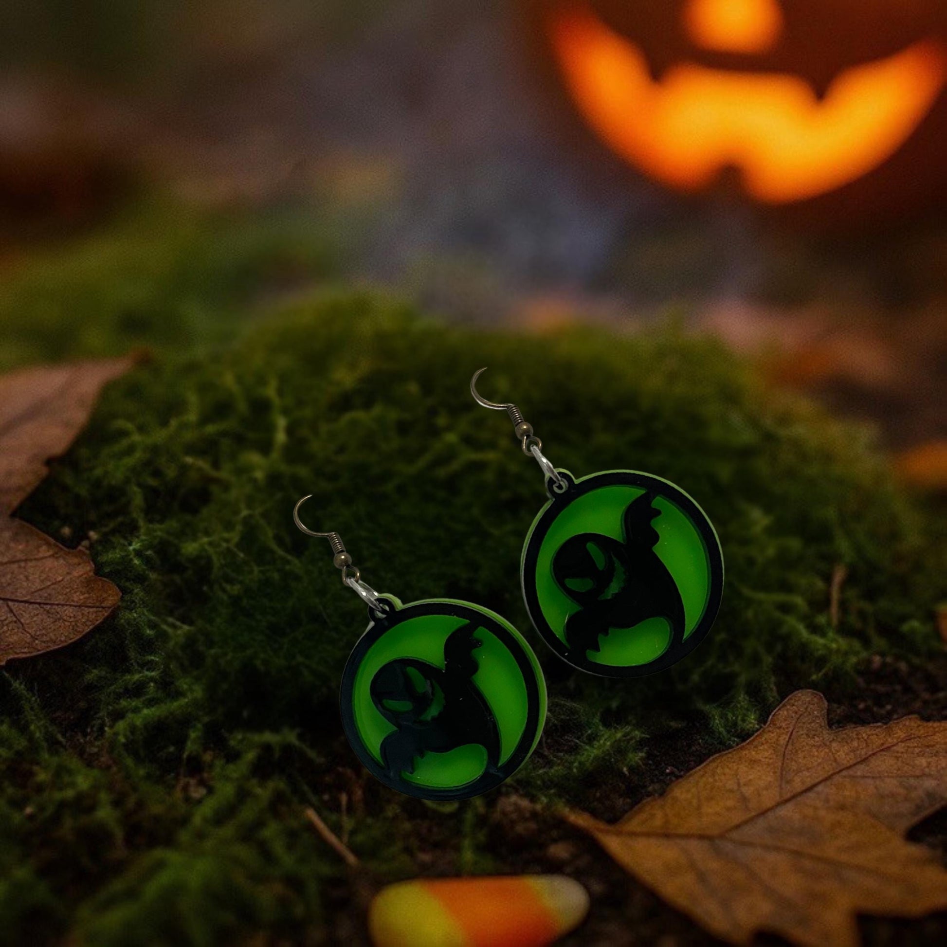 Glow Green Ghost Earrings | Handmade Acrylic Halloween Jewelry