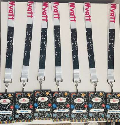 Personalized Teacher Hall Pass Set: Laser Engraved Acrylic Classroom Lanyard Passes