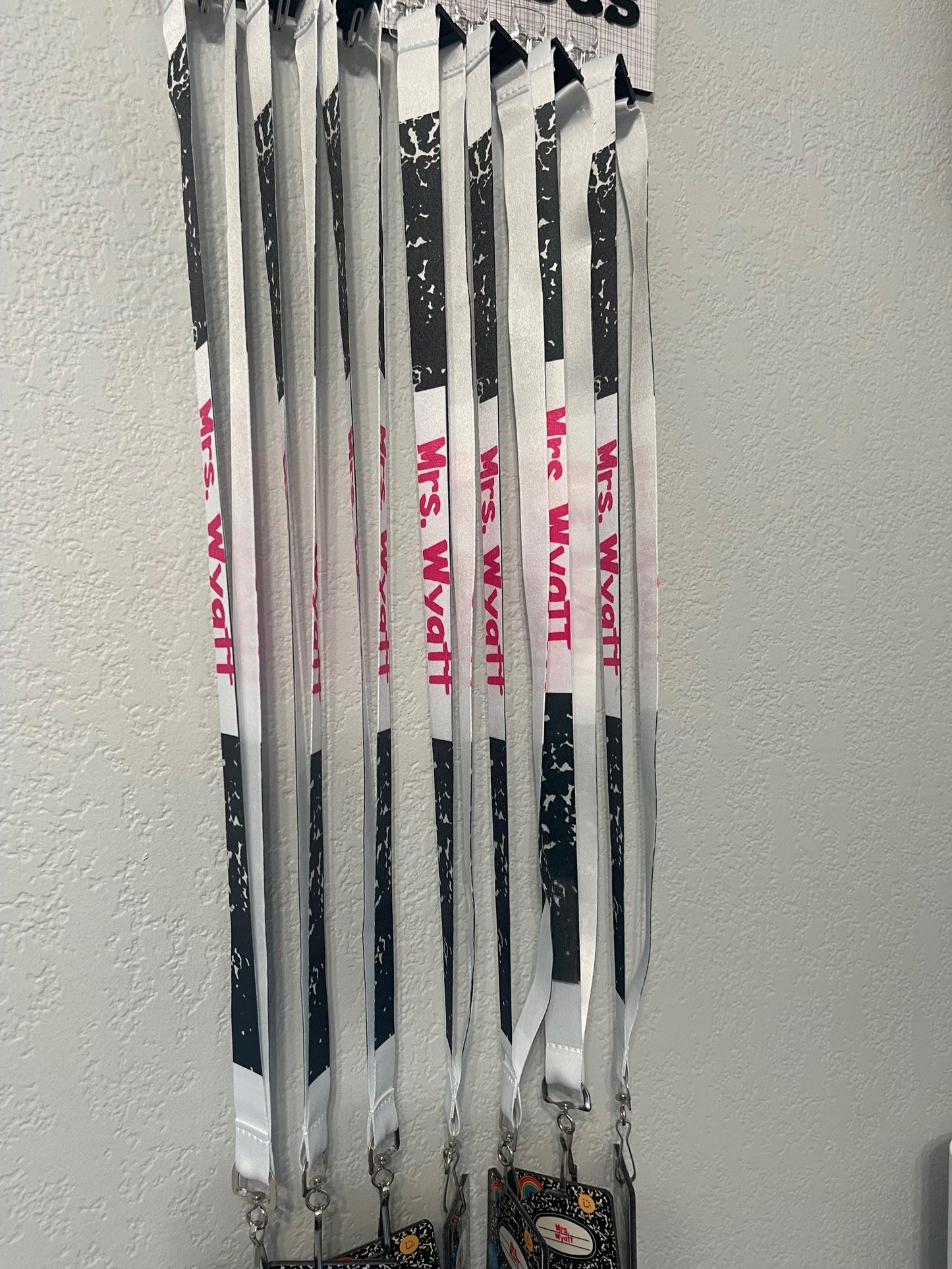 Personalized Teacher Hall Pass Set: Laser Engraved Acrylic Classroom Lanyard Passes