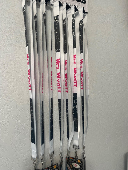 Personalized Teacher Hall Pass Set: Laser Engraved Acrylic Classroom Lanyard Passes