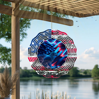American Eagle Wind Spinner – Patriotic Metal Outdoor Garden Art