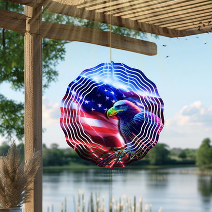 American Eagle Wind Spinner – Patriotic Metal Outdoor Garden Art