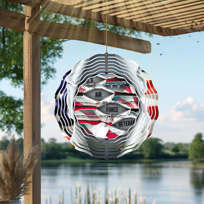 U.S. Air Force Veteran Wind Spinner – Patriotic American Flag Metal Outdoor Decor