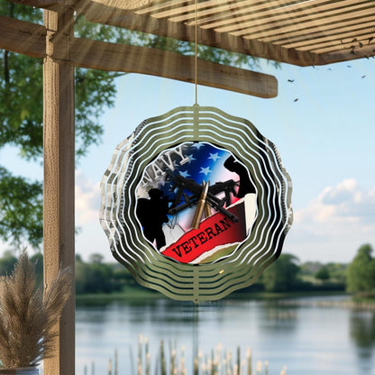 Navy Veteran Wind Spinner | American Flag Patriotic Outdoor Metal Art | Military Memorial Garden Decor | USA Veterans Gift