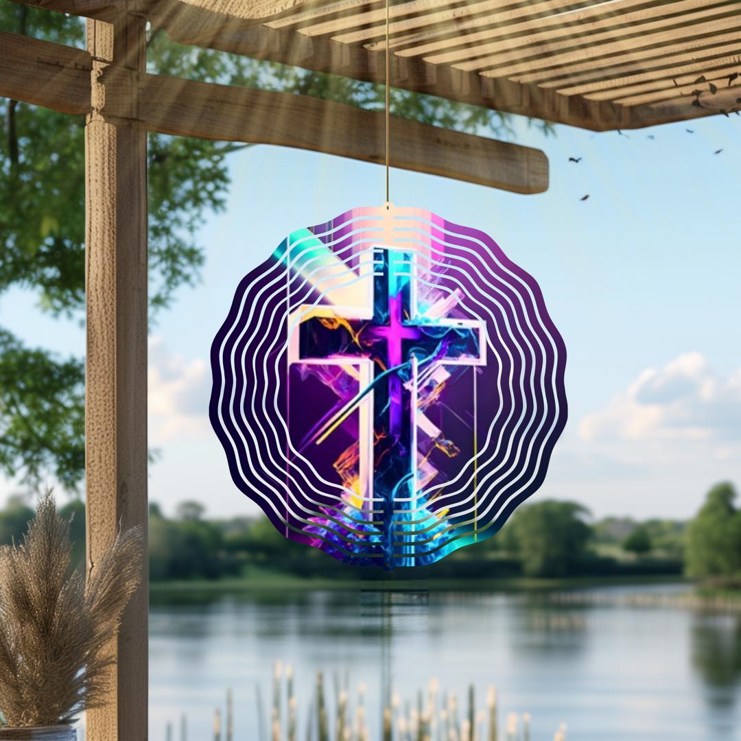 Neon Tropical Metal Wind Spinner | Beach Boho Garden Art