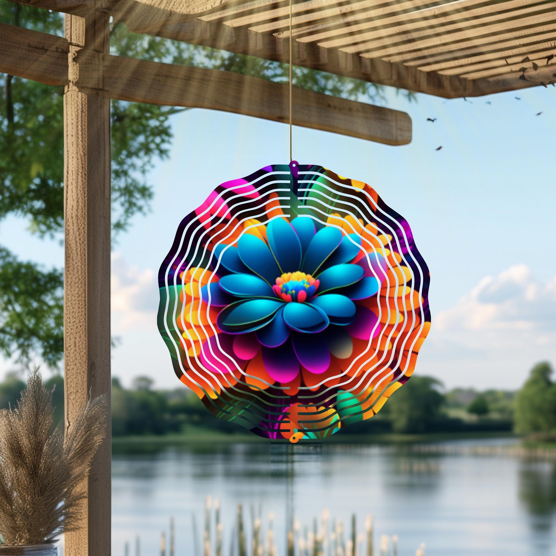 Metal Daisy Wind Spinner | Colorful Garden Art, Outdoor Decor