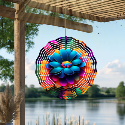 Metal Daisy Wind Spinner | Colorful Garden Art, Outdoor Decor