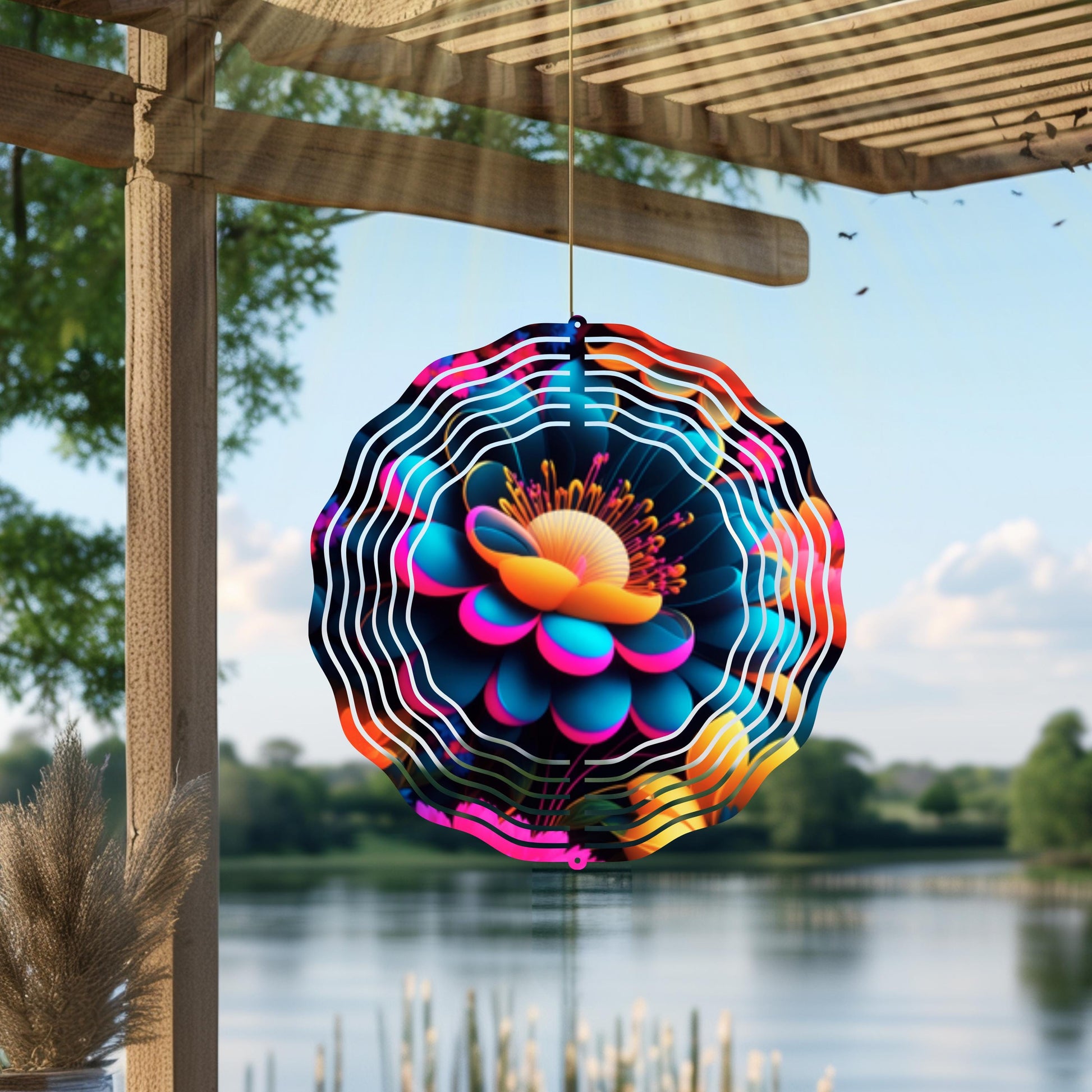 Metal Daisy Wind Spinner | Colorful Garden Art, Outdoor Decor