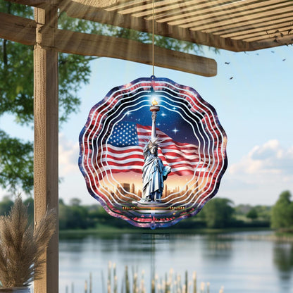 Lady Liberty Wind Spinner | Patriotic USA Metal Garden Decor