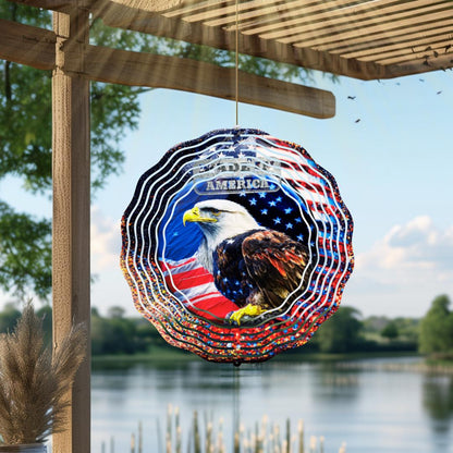 Patriotic Eagle Wind Spinner | USA Metal Garden Art