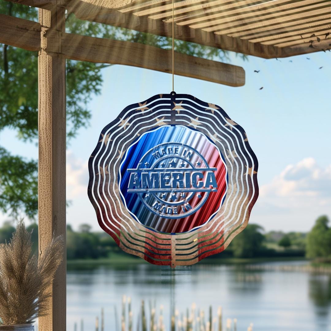 Patriotic Eagle Wind Spinner | USA Metal Garden Art